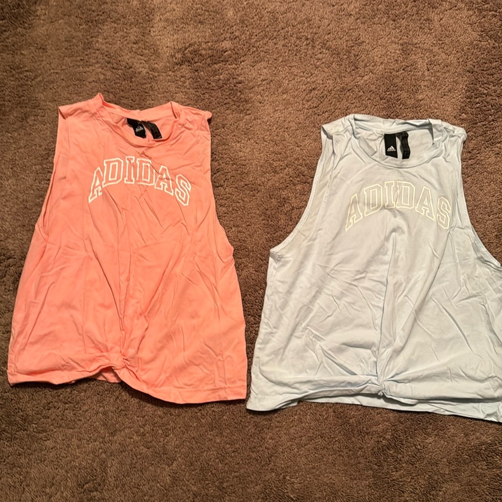 TWO Adidas crop tops with twisted front